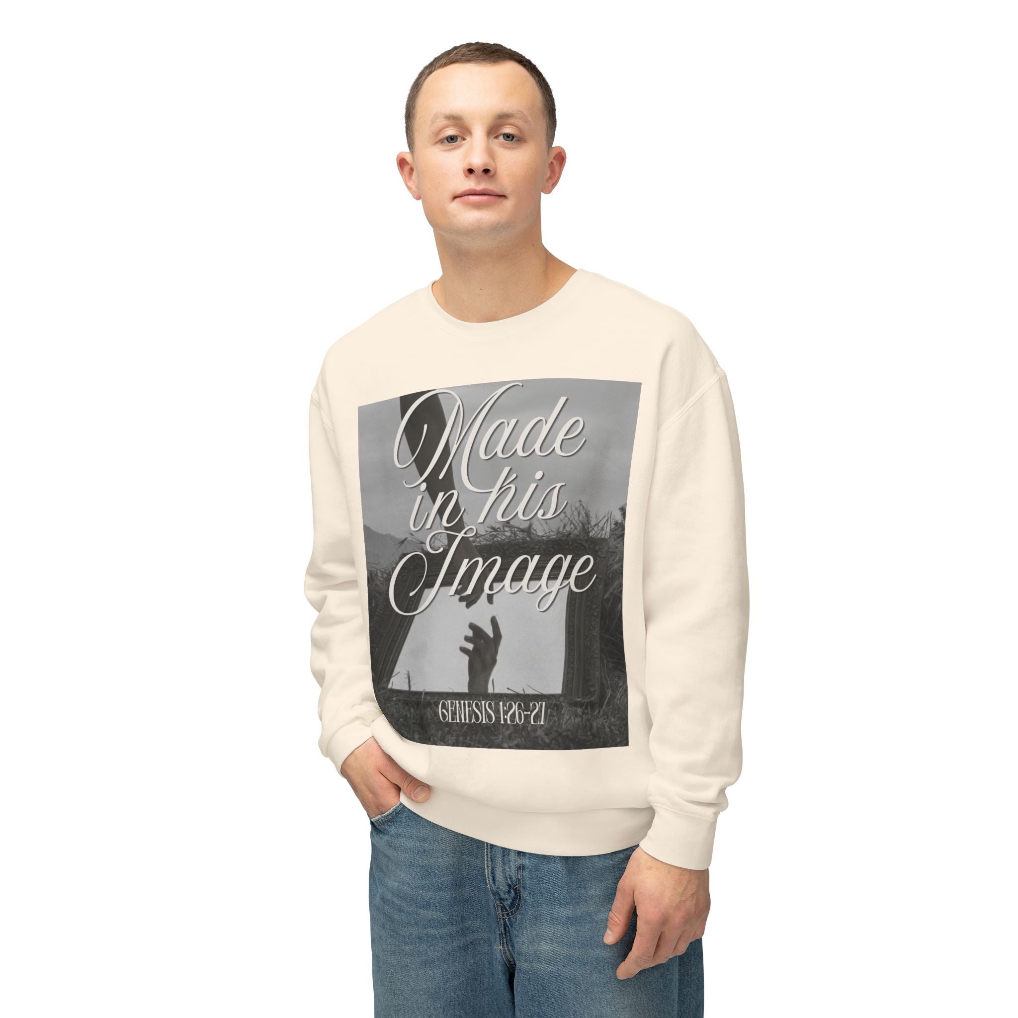 Made in his image Unisex Lightweight Crewneck Sweatshirt