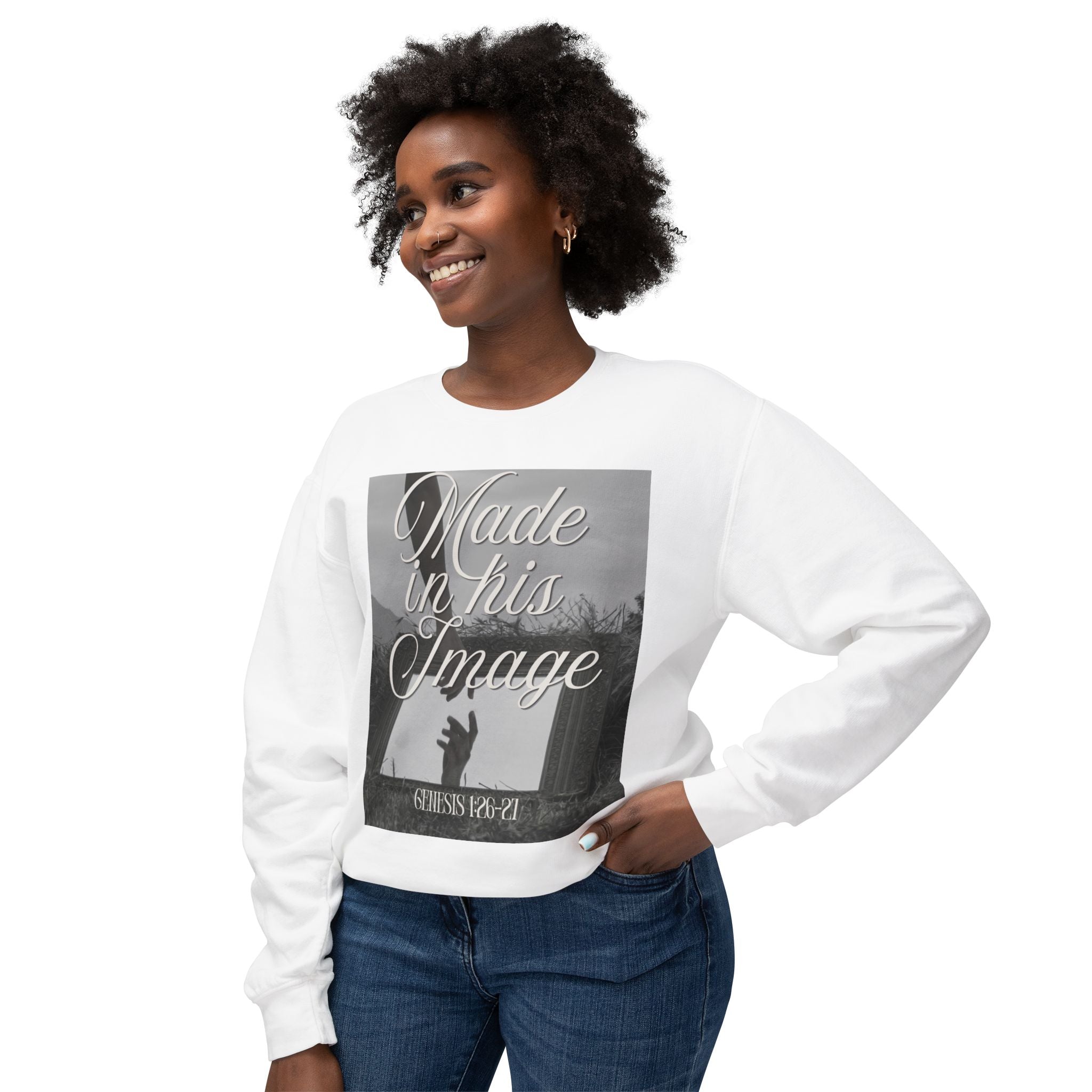 Made in his image Unisex Lightweight Crewneck Sweatshirt