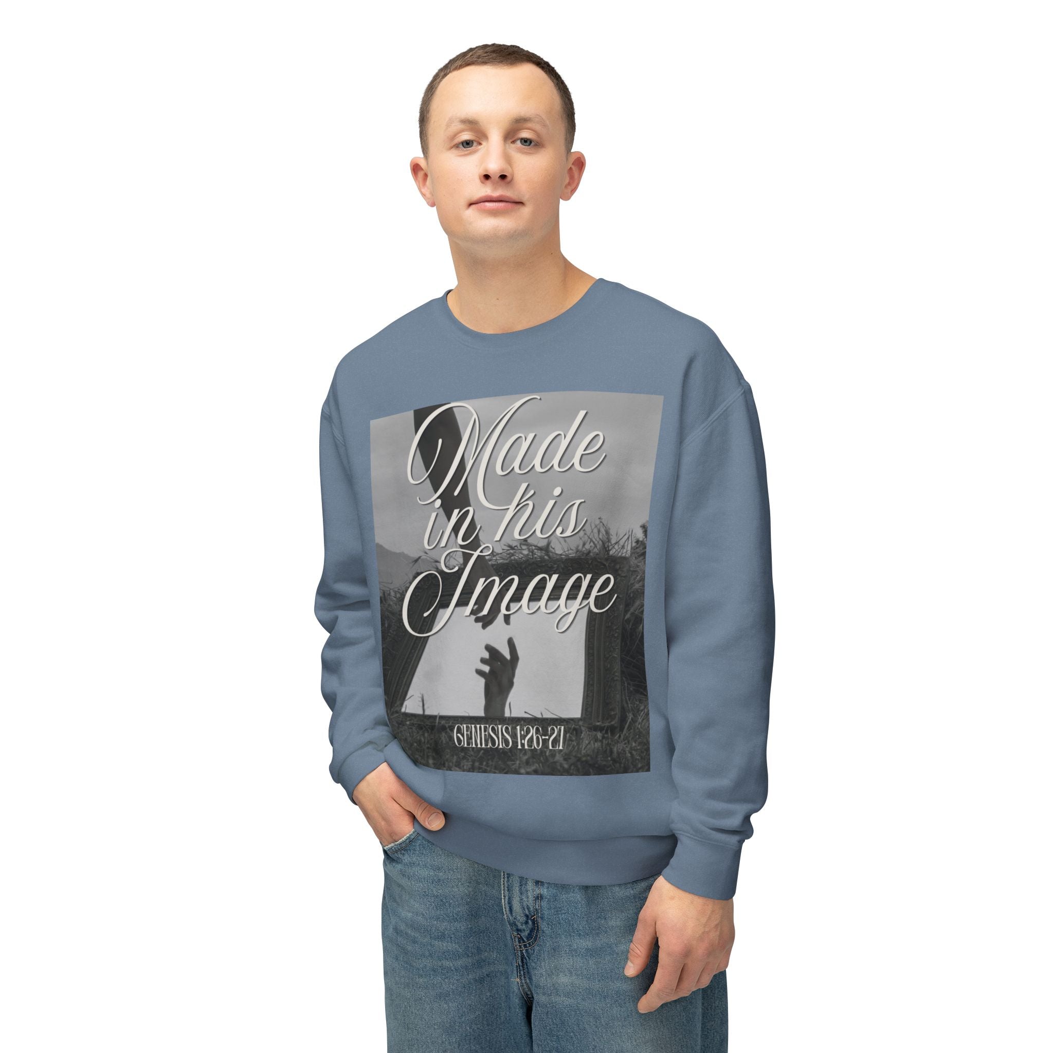 Made in his image Unisex Lightweight Crewneck Sweatshirt
