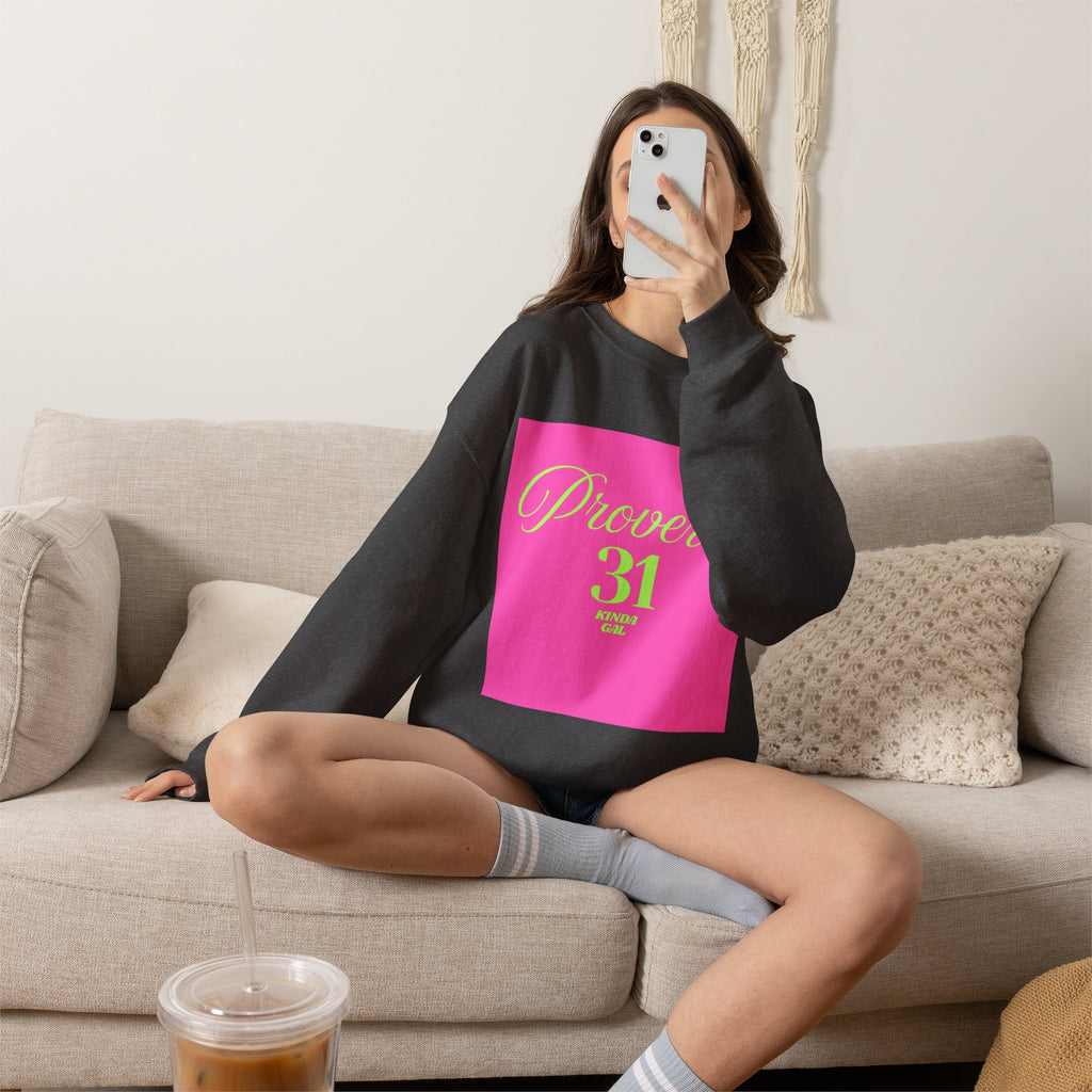 Proverbs 31 Pink Unisex Heavy Blend™ Crewneck Sweatshirt