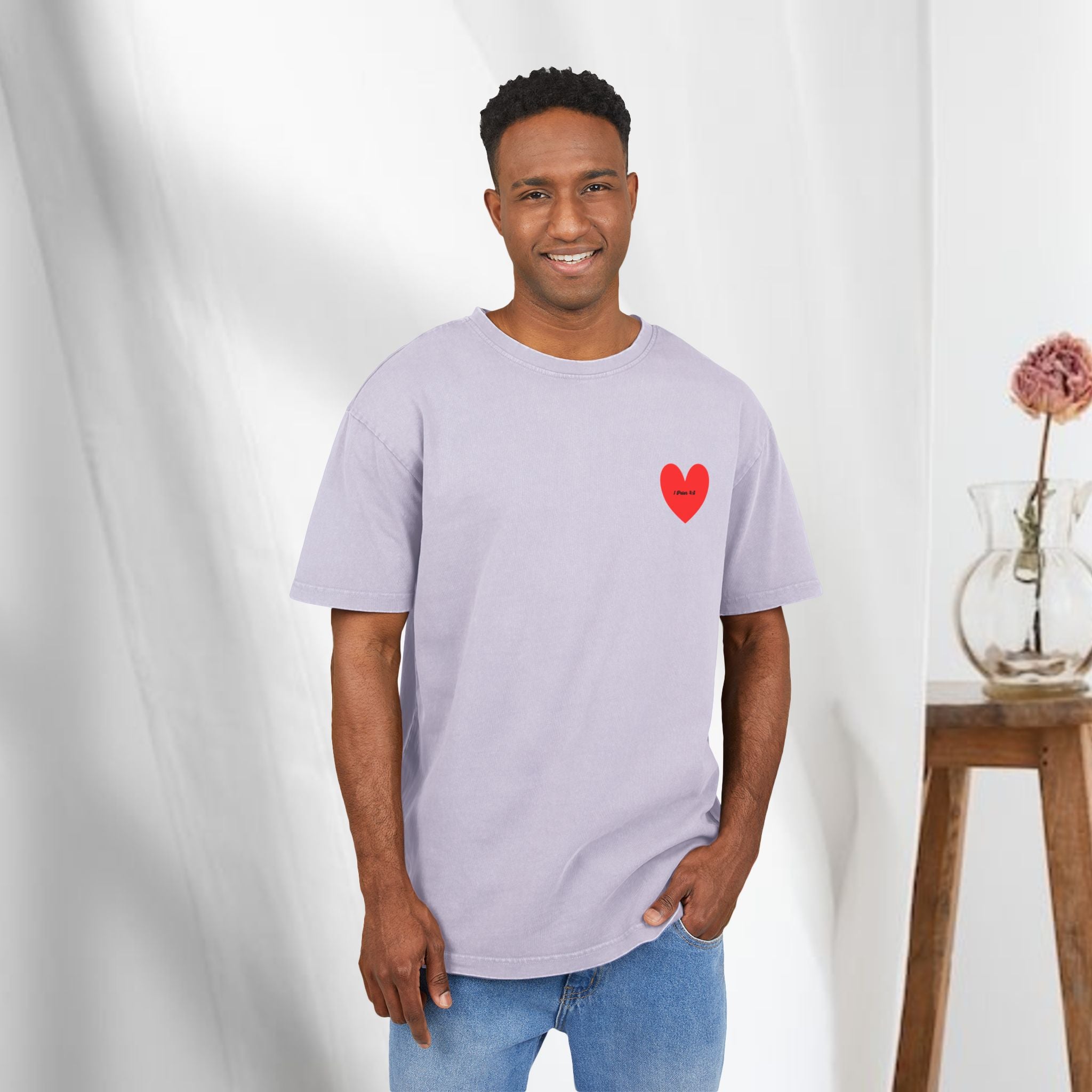 Love covers all Men's Acid Washed Heavy Oversize Tee