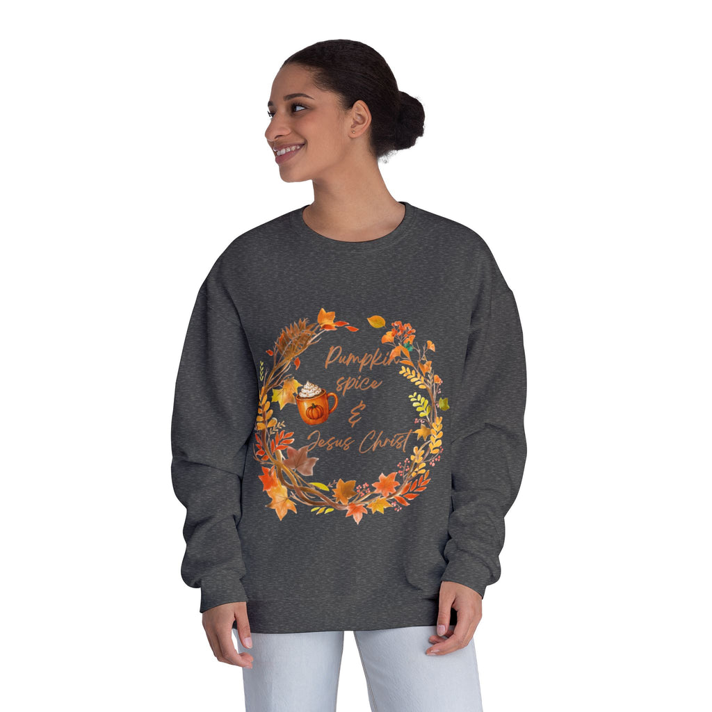 Pumpkin spice & Jesus Christ Unisex NuBlend® Crewneck Sweatshirt