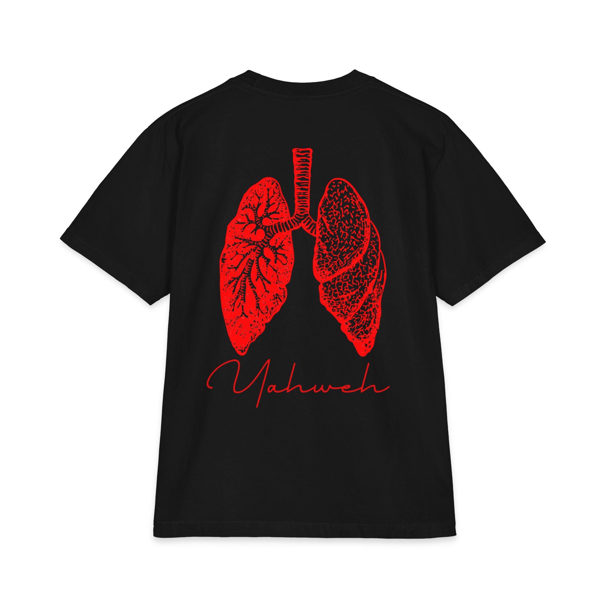 Yah- Weh Illustration T-Shirt | Scripture Typography, Red Ink Back Art