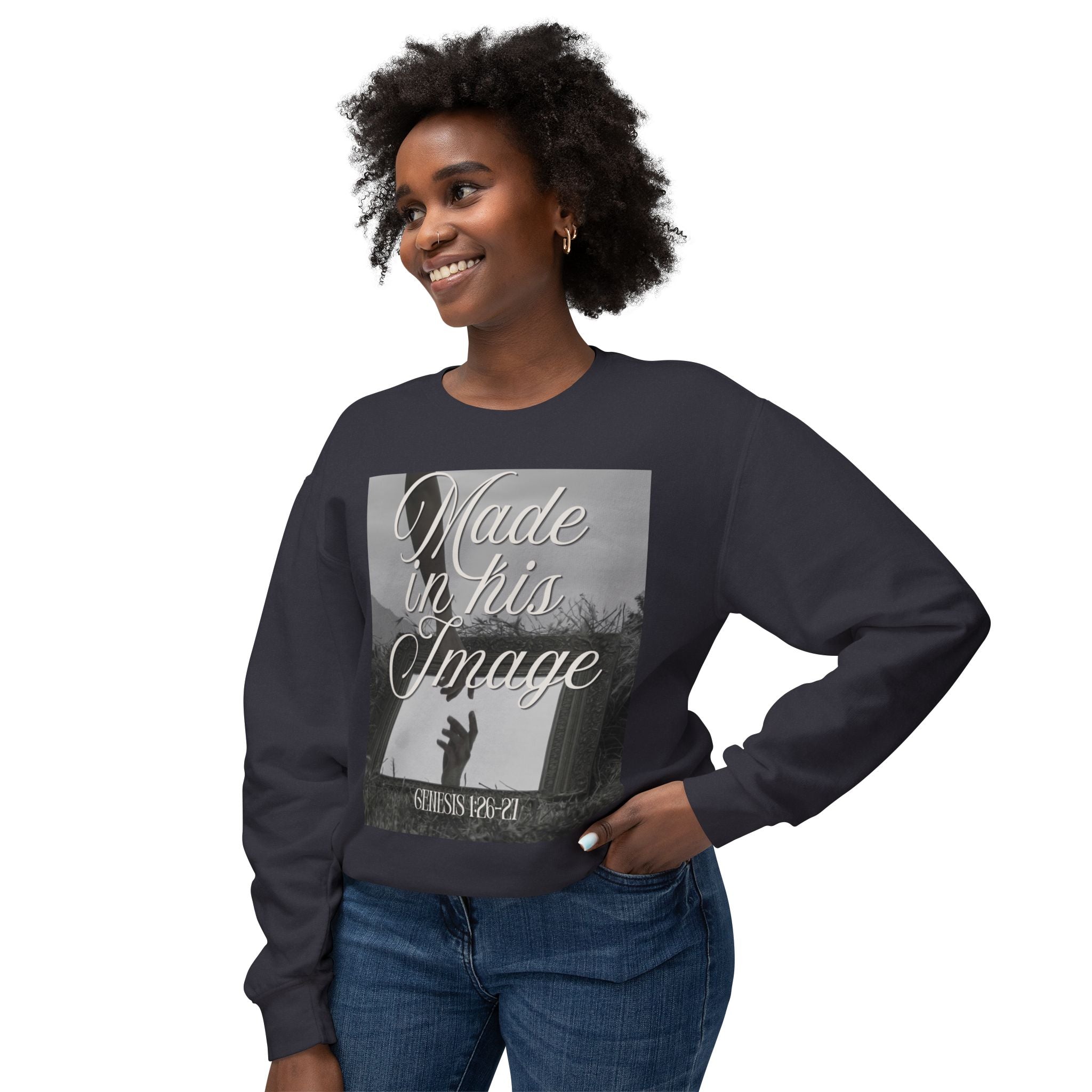 Made in his image Unisex Lightweight Crewneck Sweatshirt