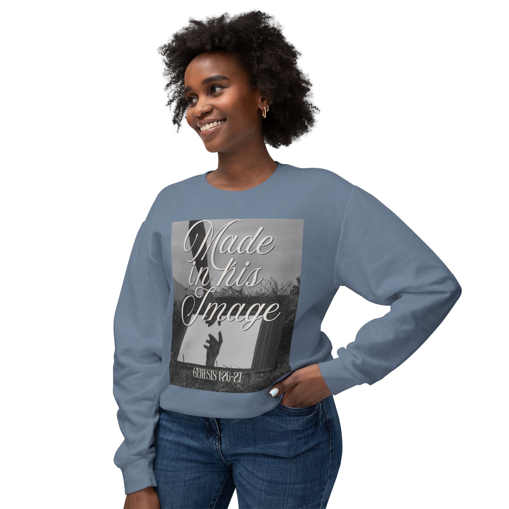 Made in his image Unisex Lightweight Crewneck Sweatshirt