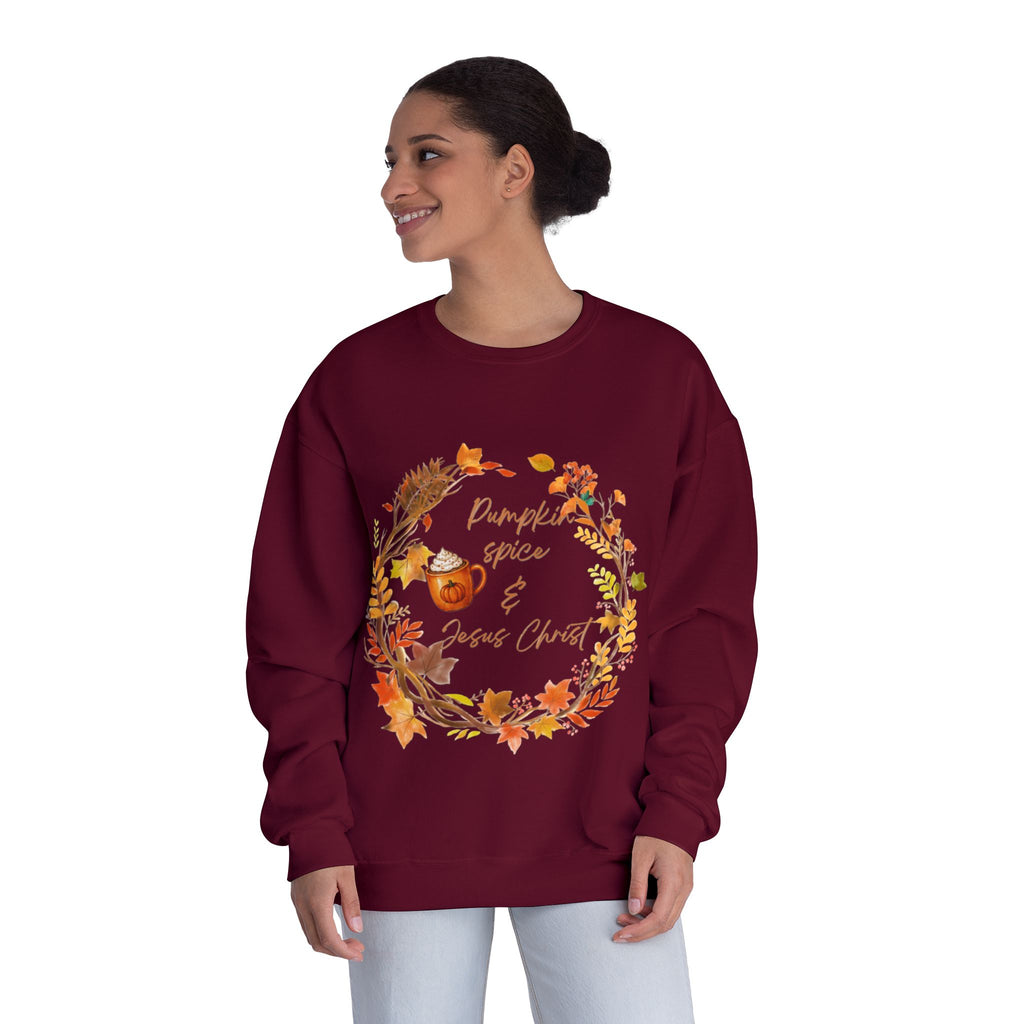 Pumpkin spice & Jesus Christ Unisex NuBlend® Crewneck Sweatshirt