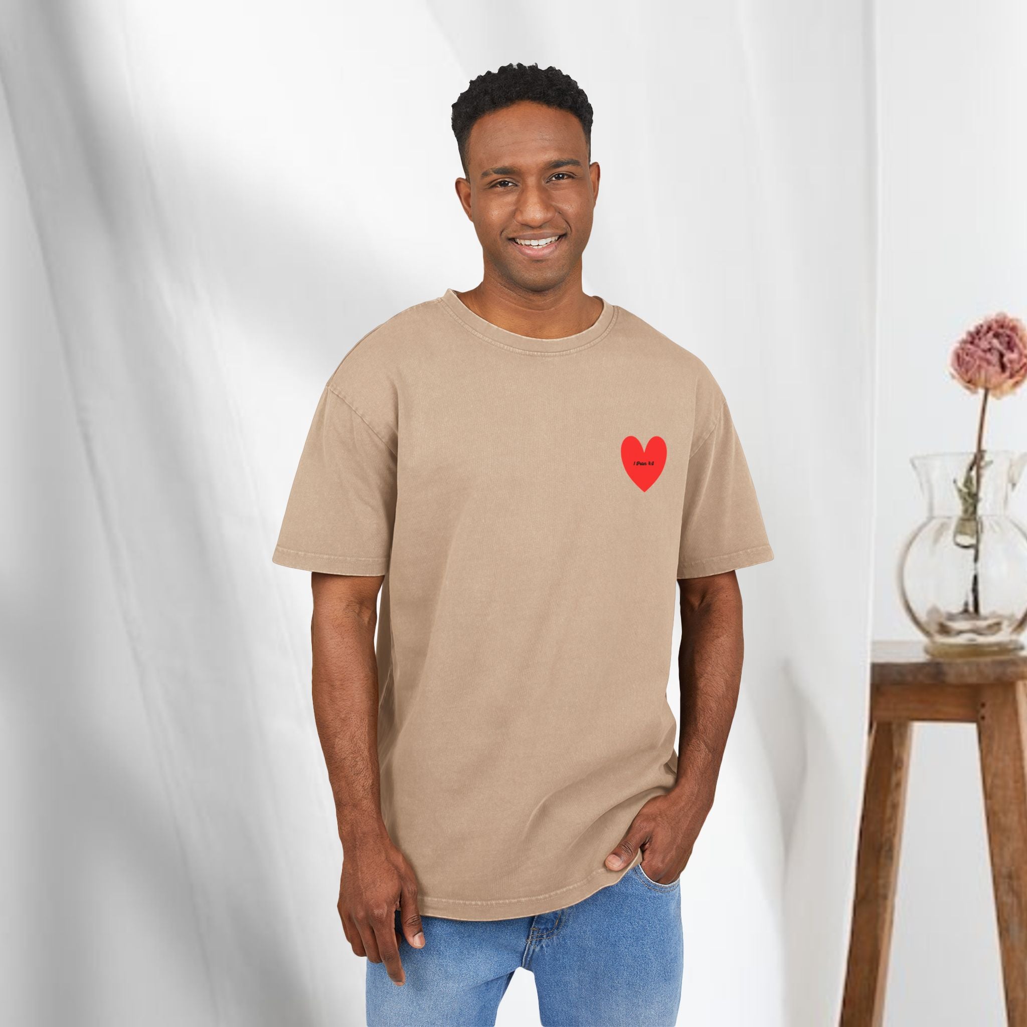 Love covers all Men's Acid Washed Heavy Oversize Tee