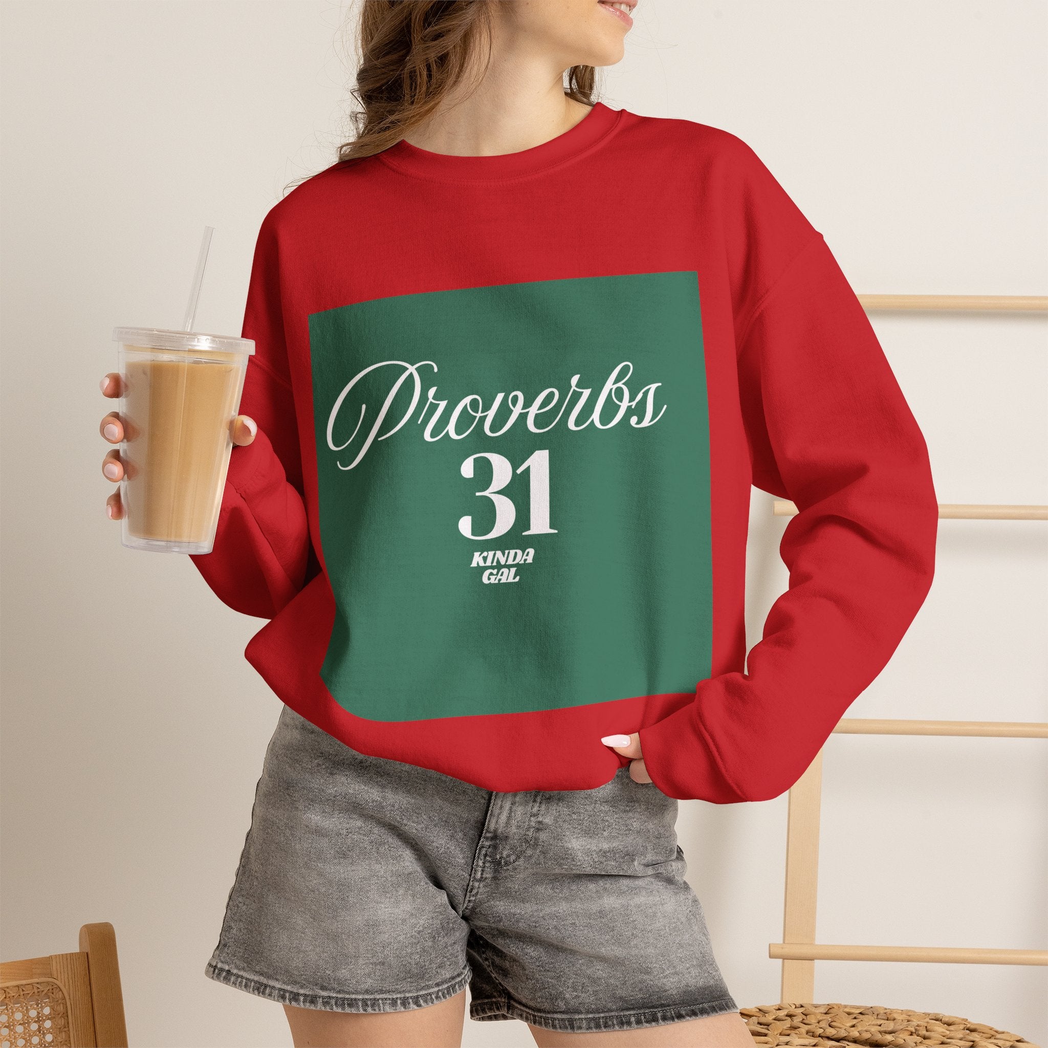 Proverbs 31 Green Unisex Heavy Blend™ Crewneck Sweatshirt
