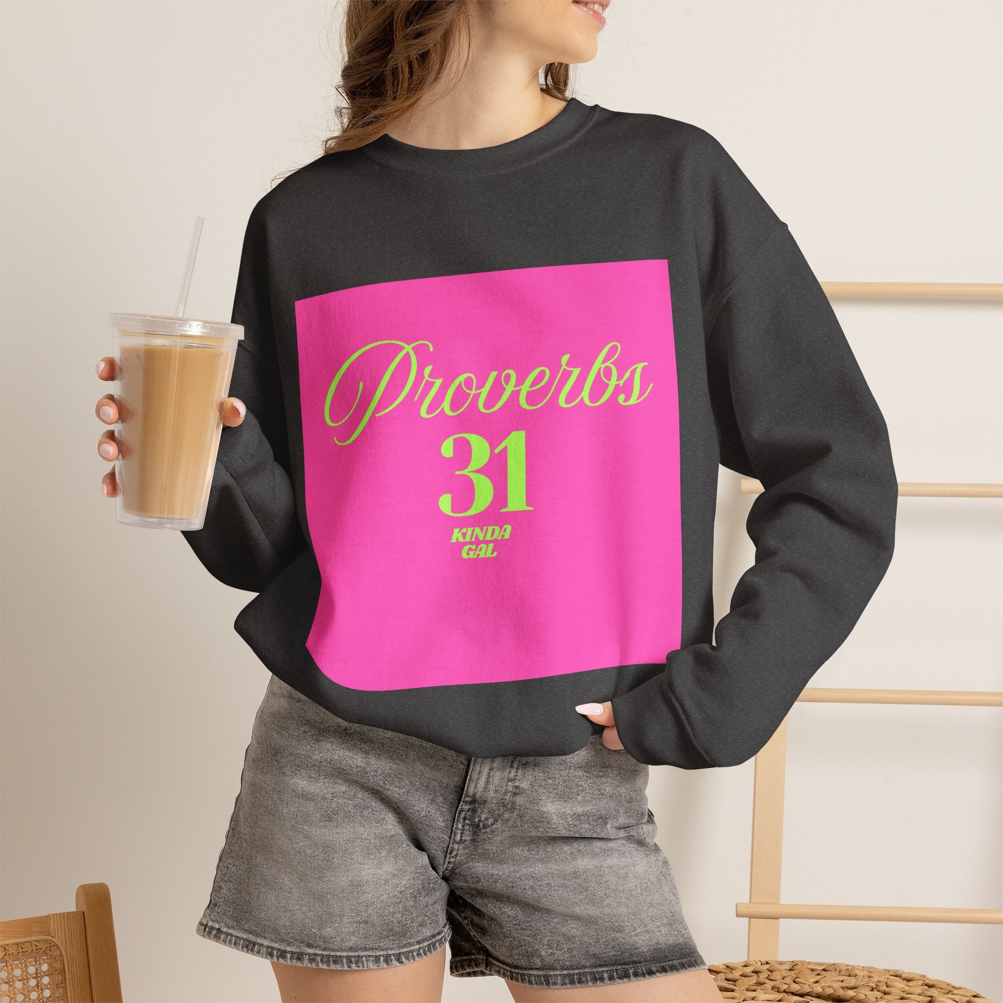 Proverbs 31 Pink Unisex Heavy Blend™ Crewneck Sweatshirt