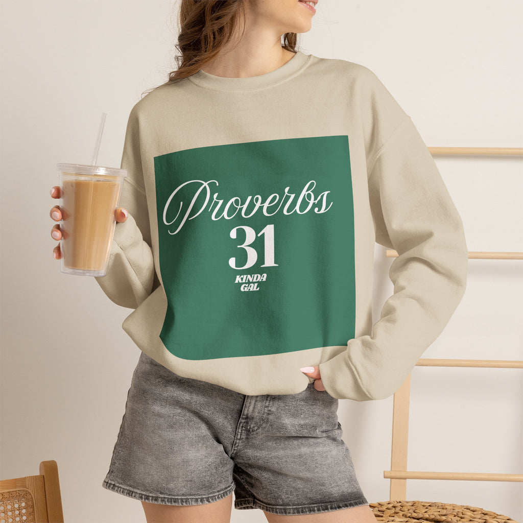 Proverbs 31 Green Unisex Heavy Blend™ Crewneck Sweatshirt