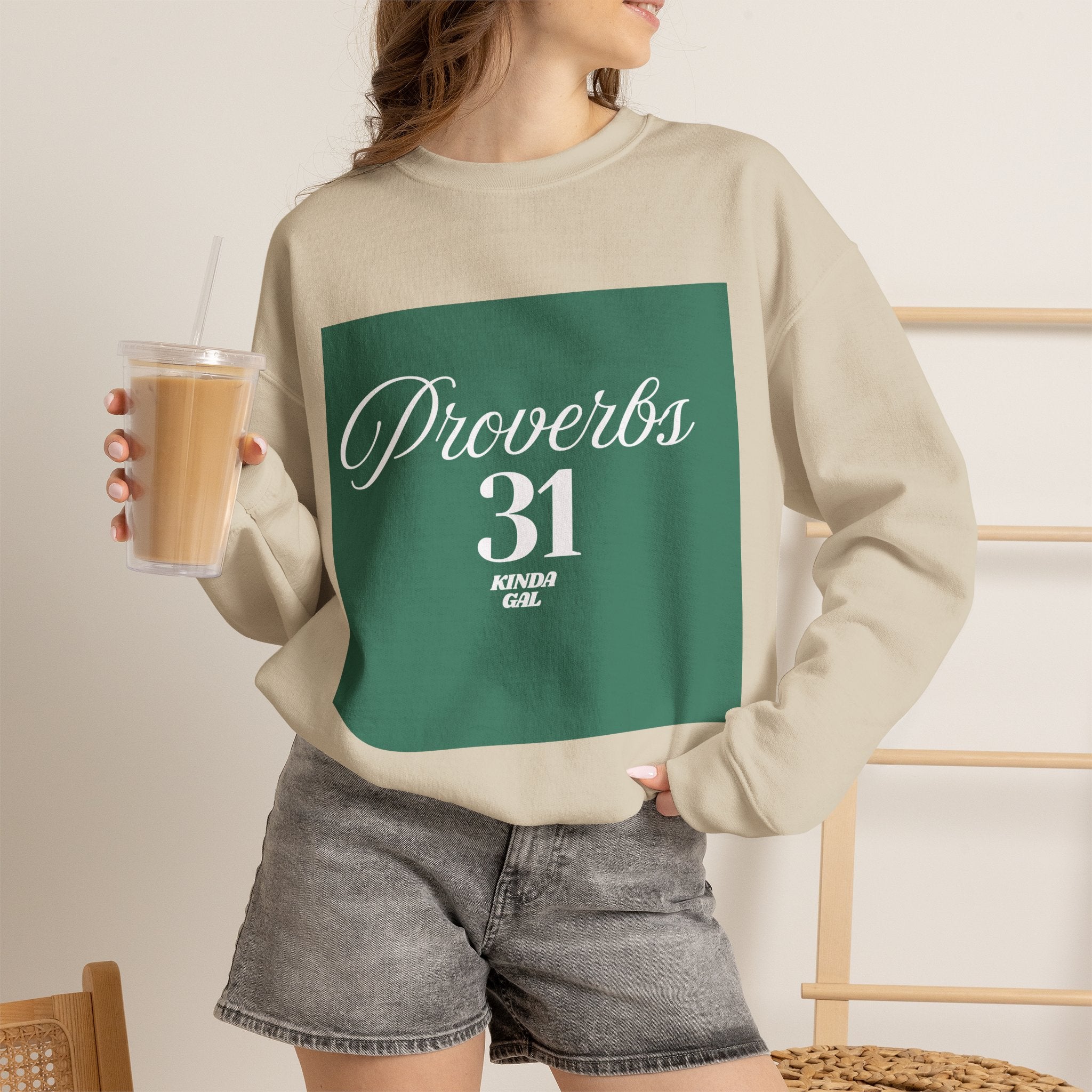Proverbs 31 Green Unisex Heavy Blend™ Crewneck Sweatshirt