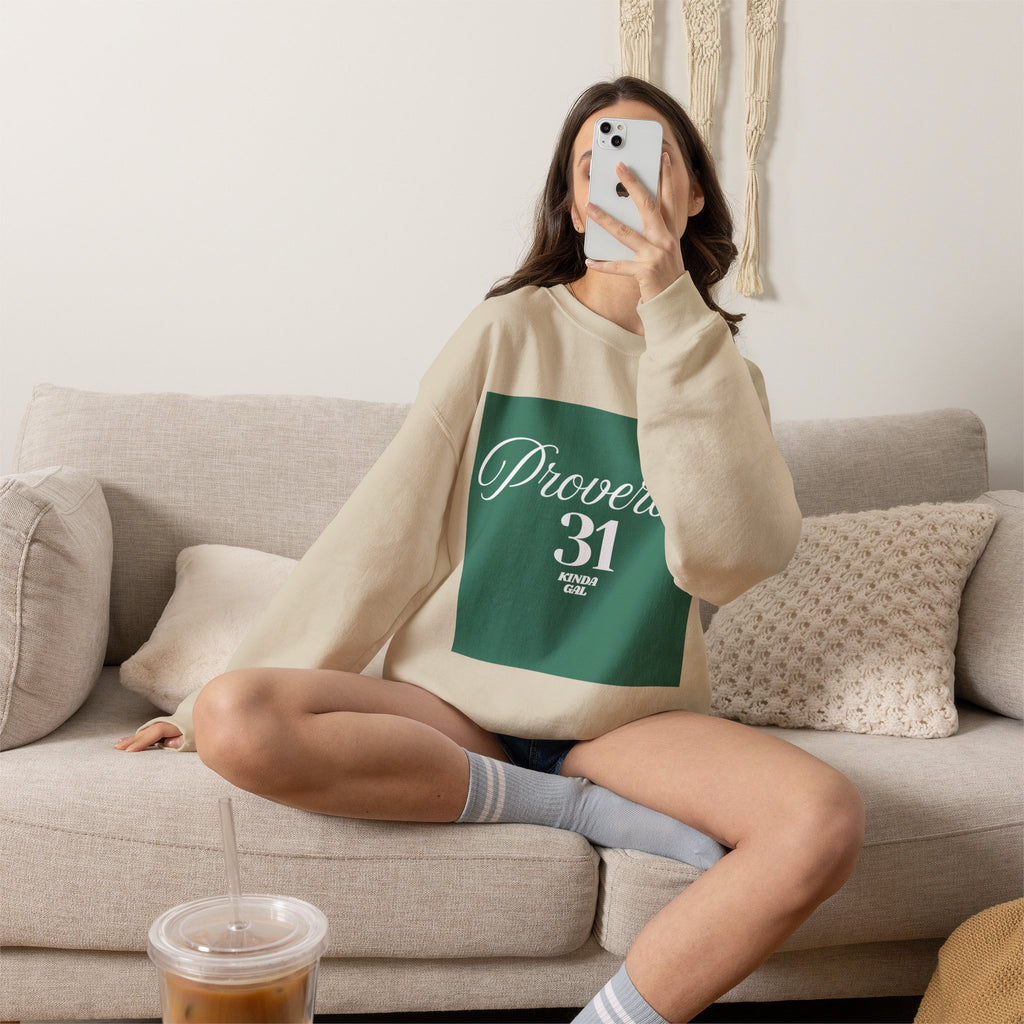 Proverbs 31 Green Unisex Heavy Blend™ Crewneck Sweatshirt