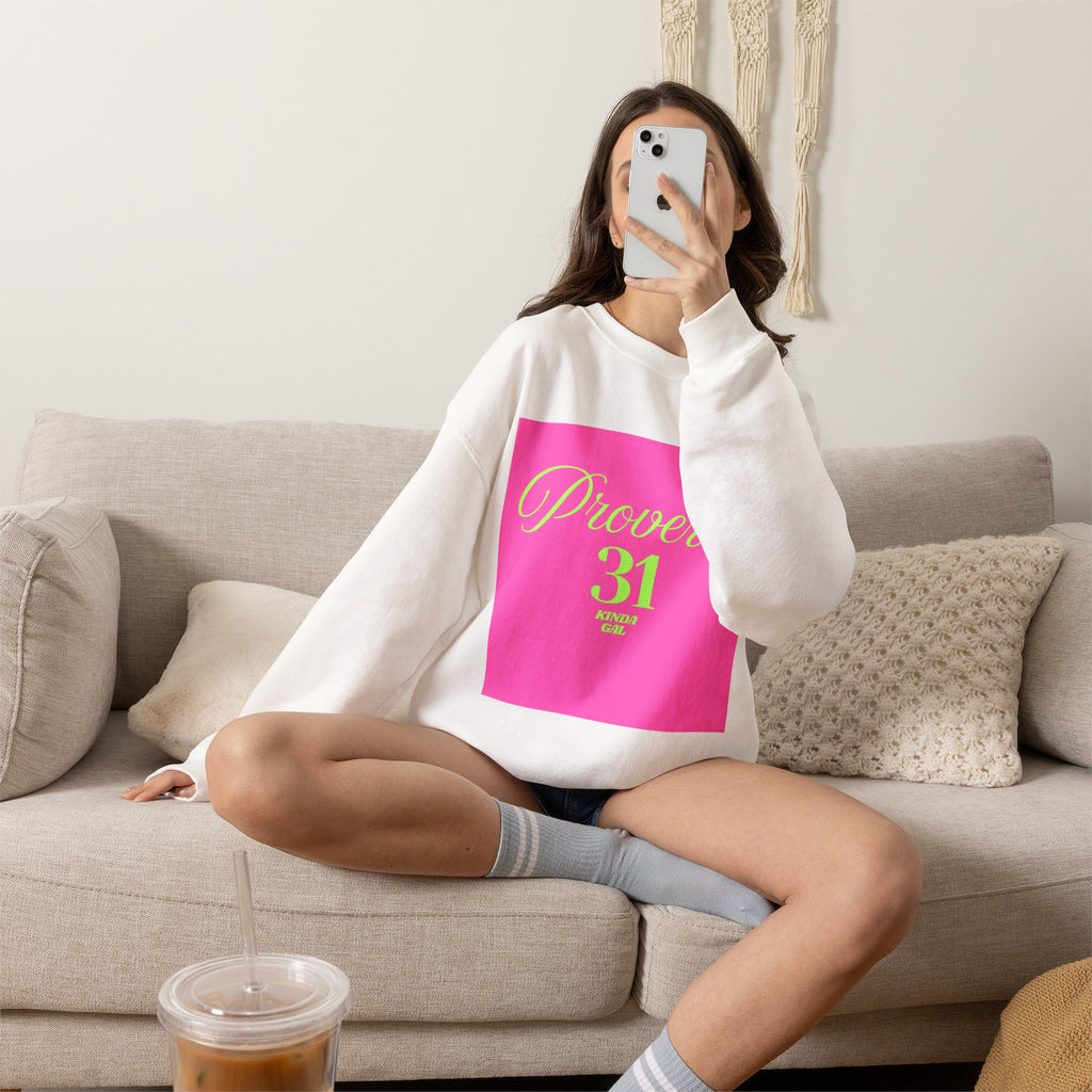 Proverbs 31 Pink Unisex Heavy Blend™ Crewneck Sweatshirt