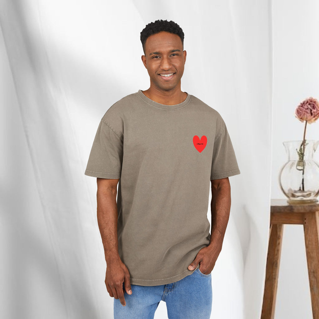 Love covers all Men's Acid Washed Heavy Oversize Tee