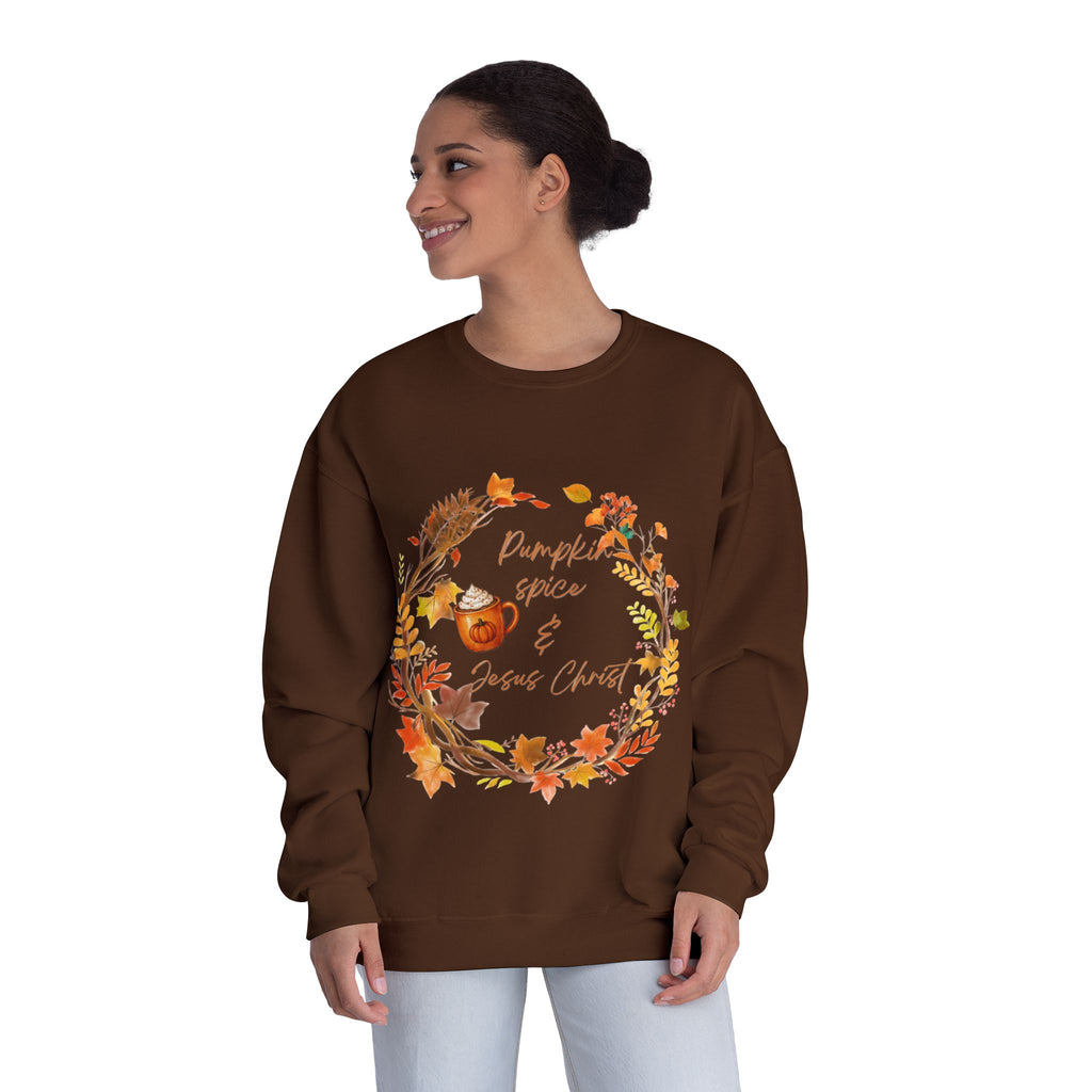 Pumpkin spice & Jesus Christ Unisex NuBlend® Crewneck Sweatshirt
