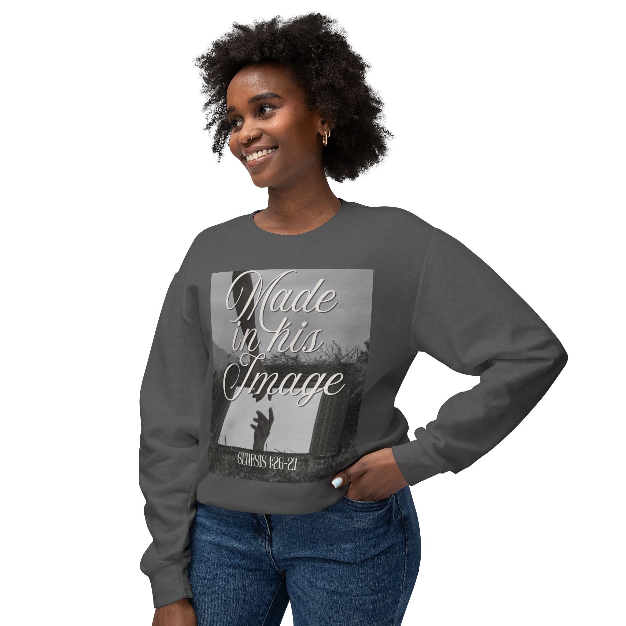 Made in his image Unisex Lightweight Crewneck Sweatshirt