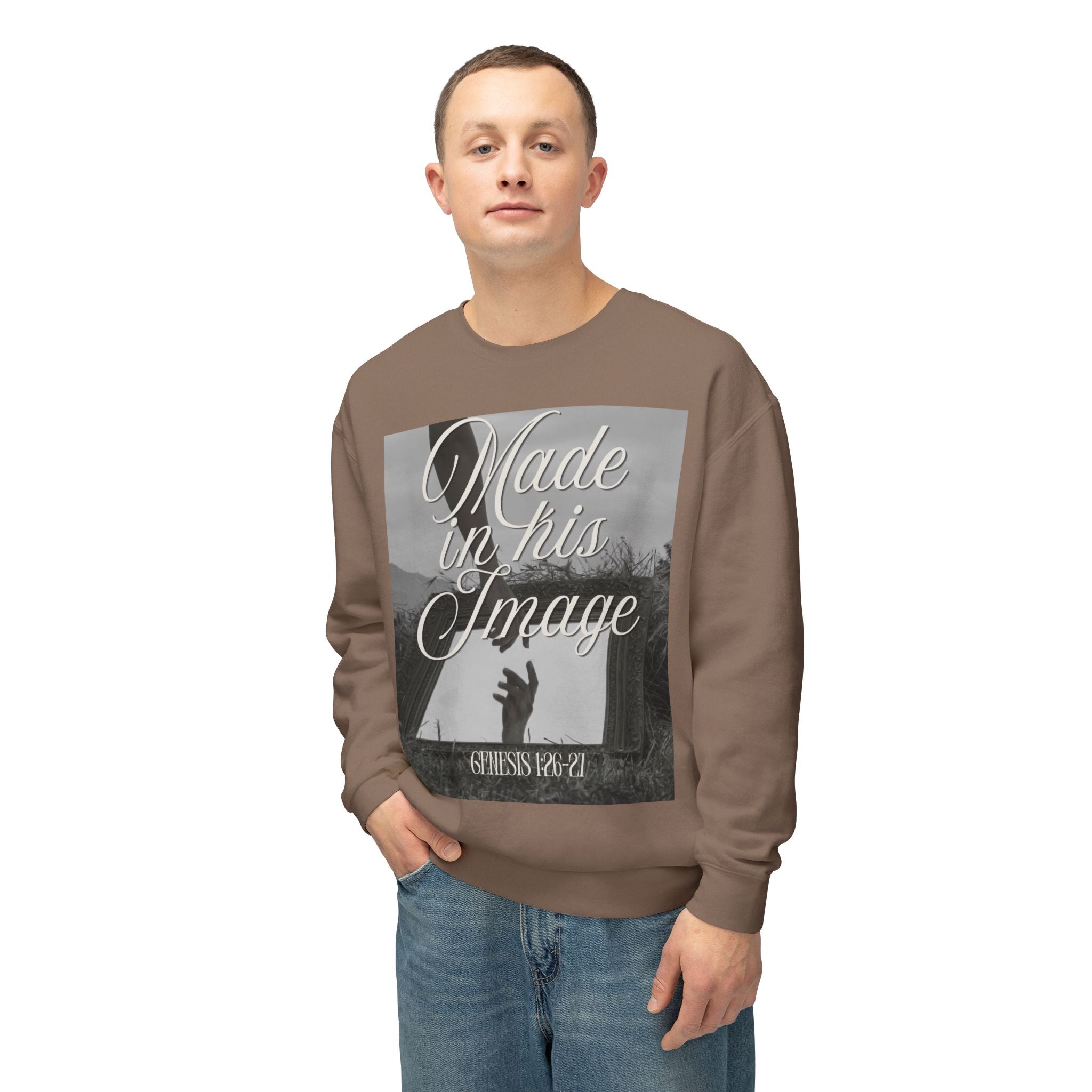 Made in his image Unisex Lightweight Crewneck Sweatshirt