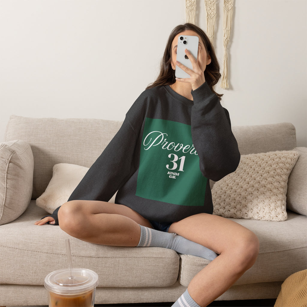 Proverbs 31 Green Unisex Heavy Blend™ Crewneck Sweatshirt
