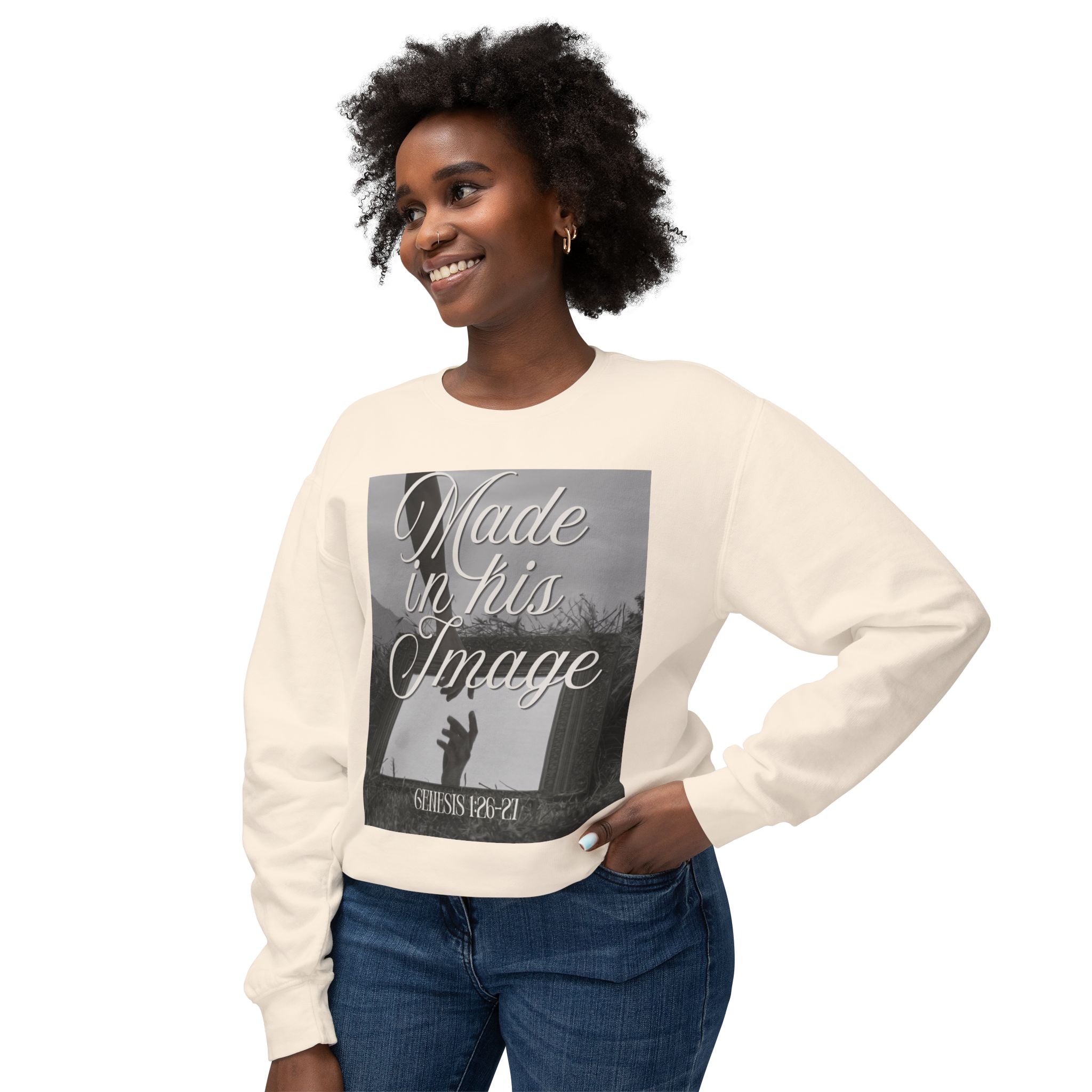 Made in his image Unisex Lightweight Crewneck Sweatshirt