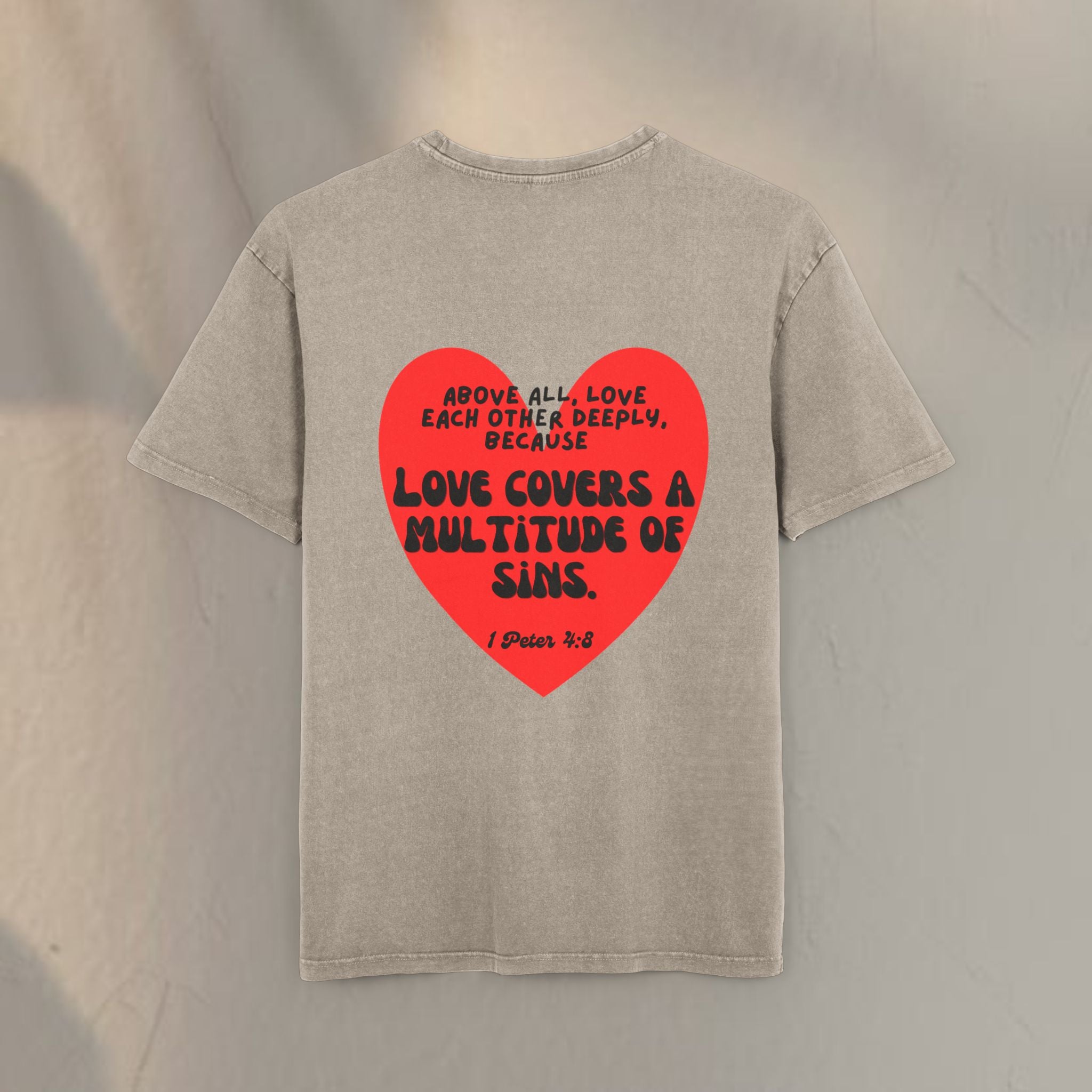 Love covers all Men's Acid Washed Heavy Oversize Tee