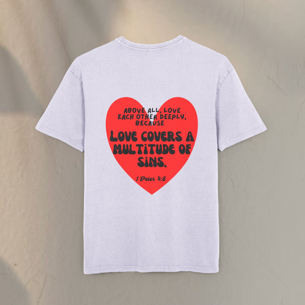 Love covers all Men's Acid Washed Heavy Oversize Tee