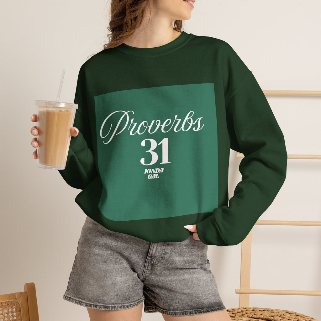 Proverbs 31 Green Unisex Heavy Blend™ Crewneck Sweatshirt