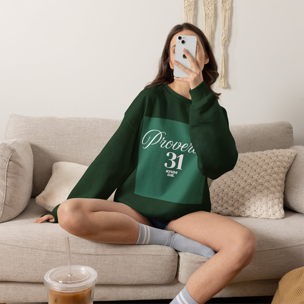 Proverbs 31 Green Unisex Heavy Blend™ Crewneck Sweatshirt