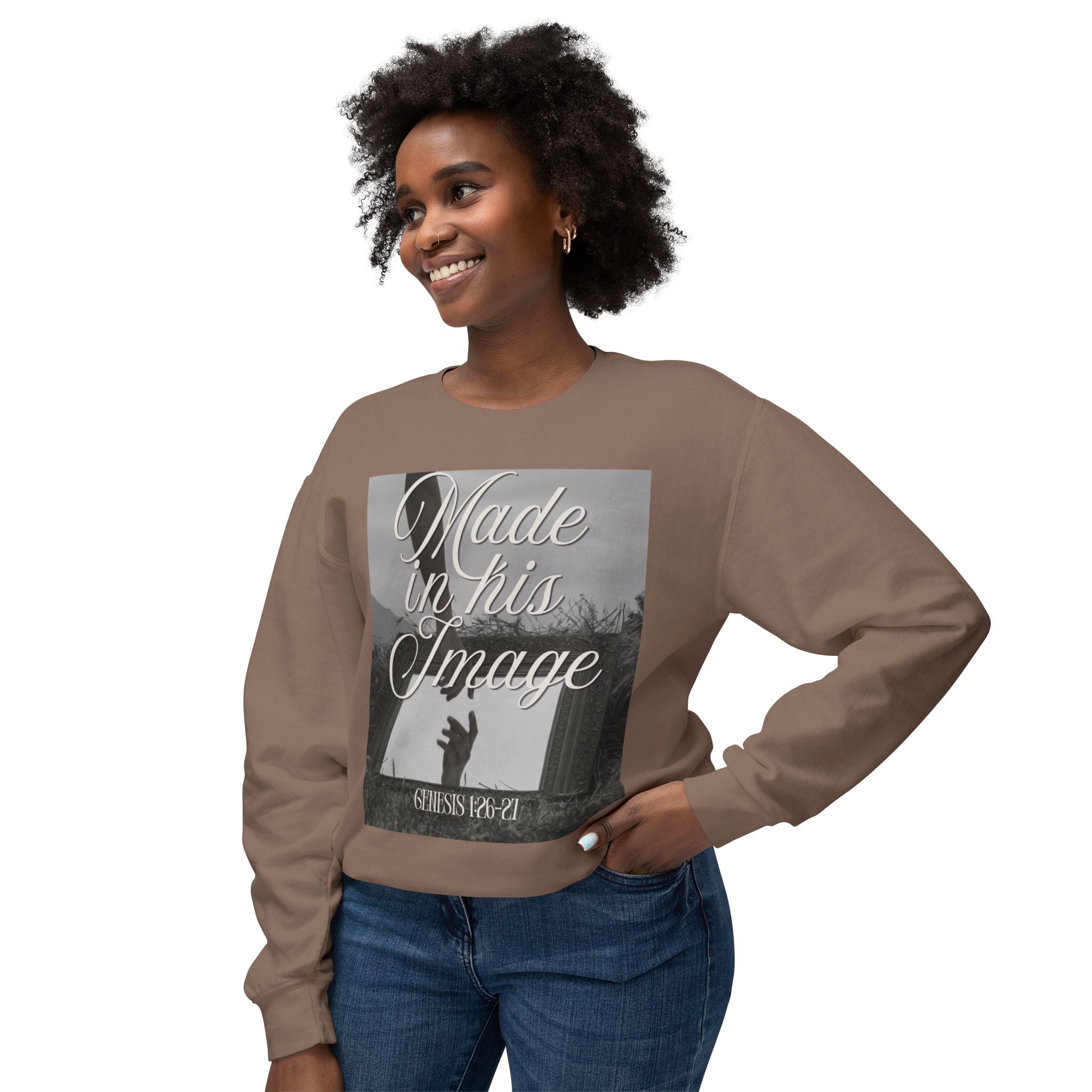 Made in his image Unisex Lightweight Crewneck Sweatshirt