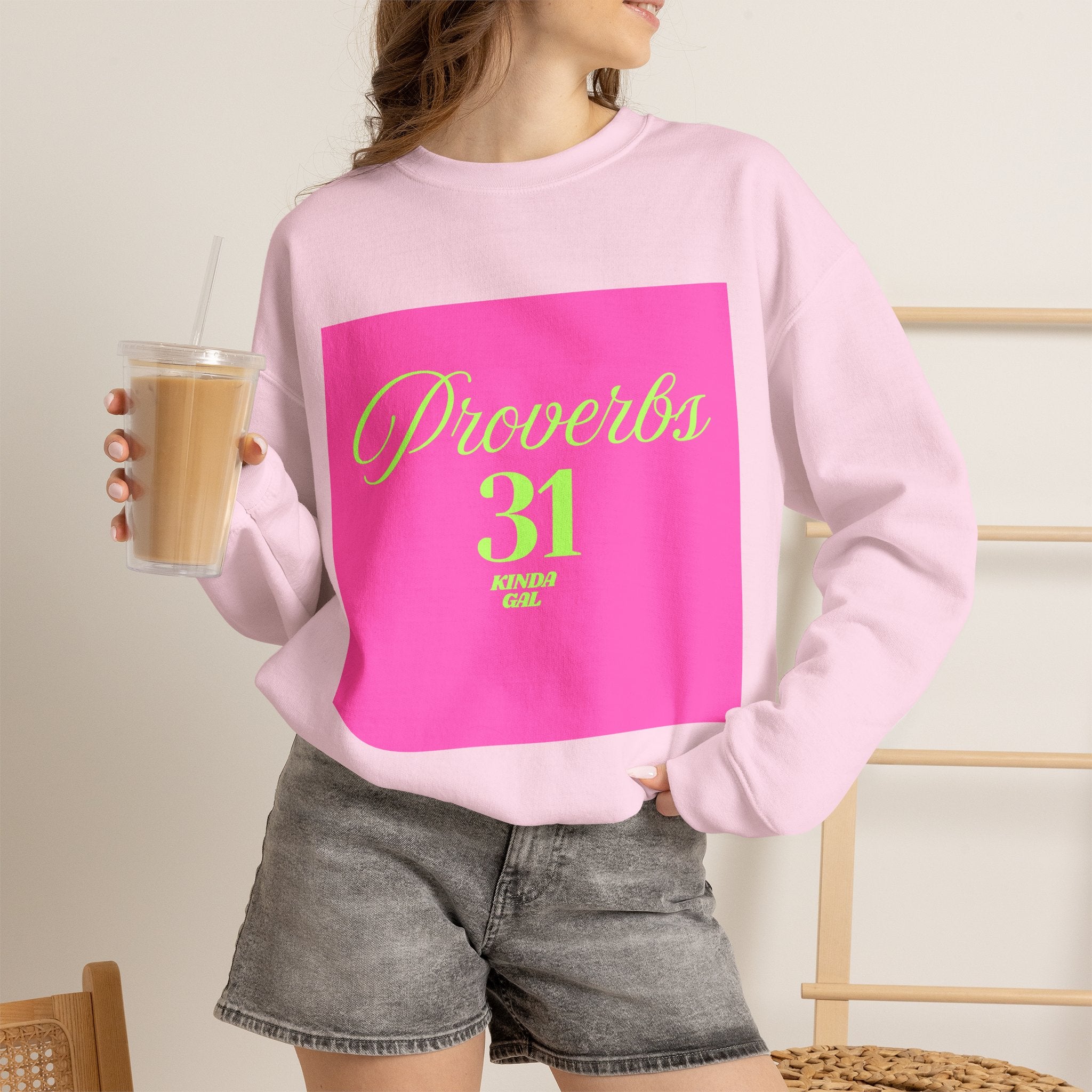 Proverbs 31 Pink Unisex Heavy Blend™ Crewneck Sweatshirt