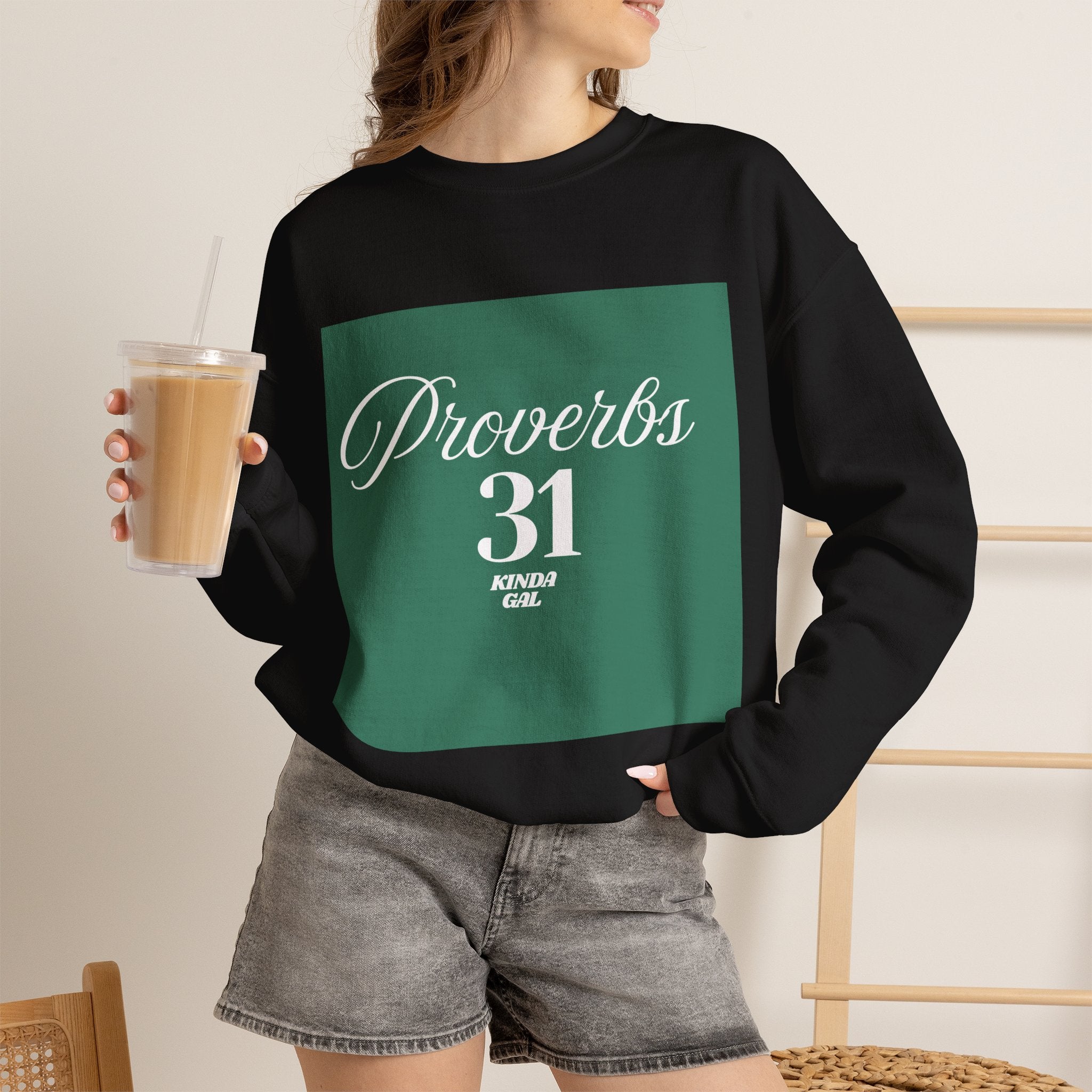 Proverbs 31 Green Unisex Heavy Blend™ Crewneck Sweatshirt