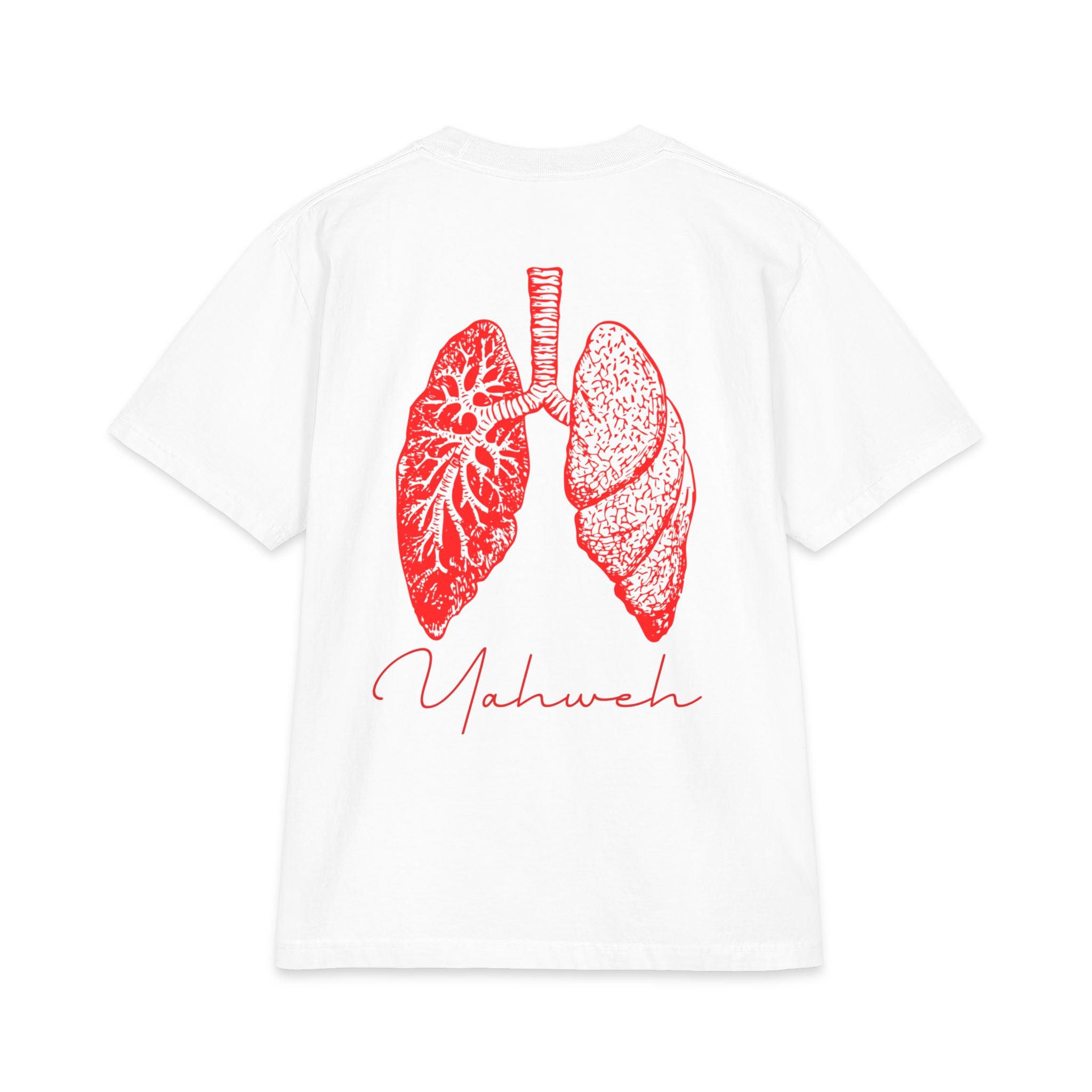 Yah- Weh Illustration T-Shirt | Scripture Typography, Red Ink Back Art