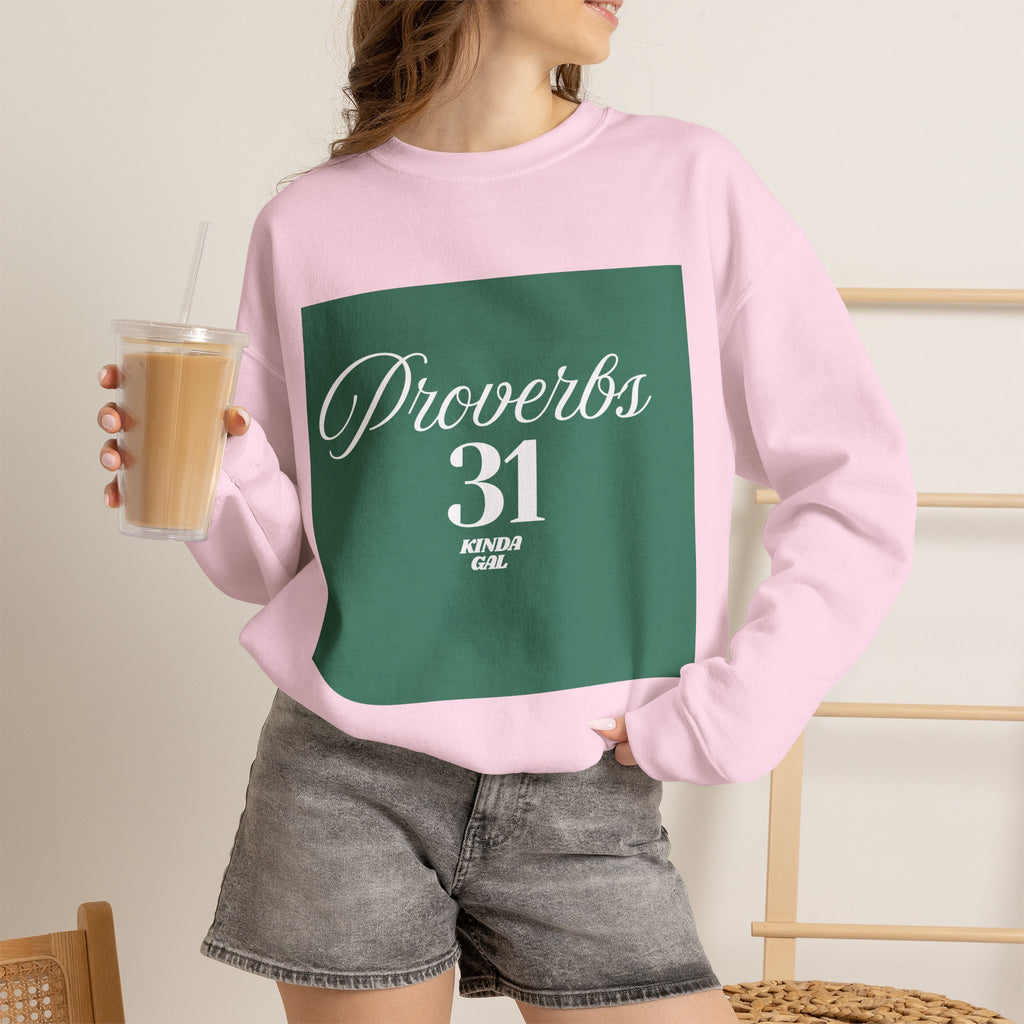 Proverbs 31 Green Unisex Heavy Blend™ Crewneck Sweatshirt