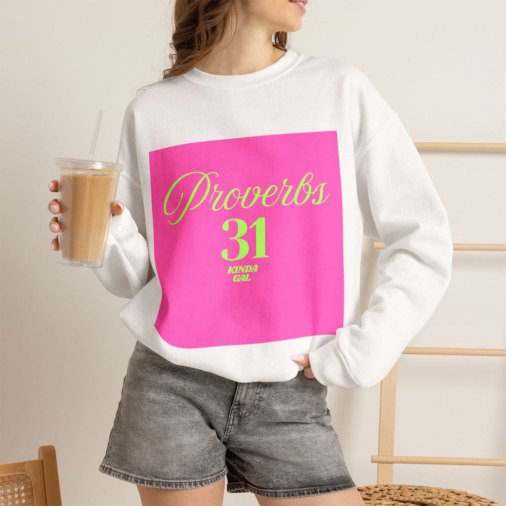 Proverbs 31 Pink Unisex Heavy Blend™ Crewneck Sweatshirt