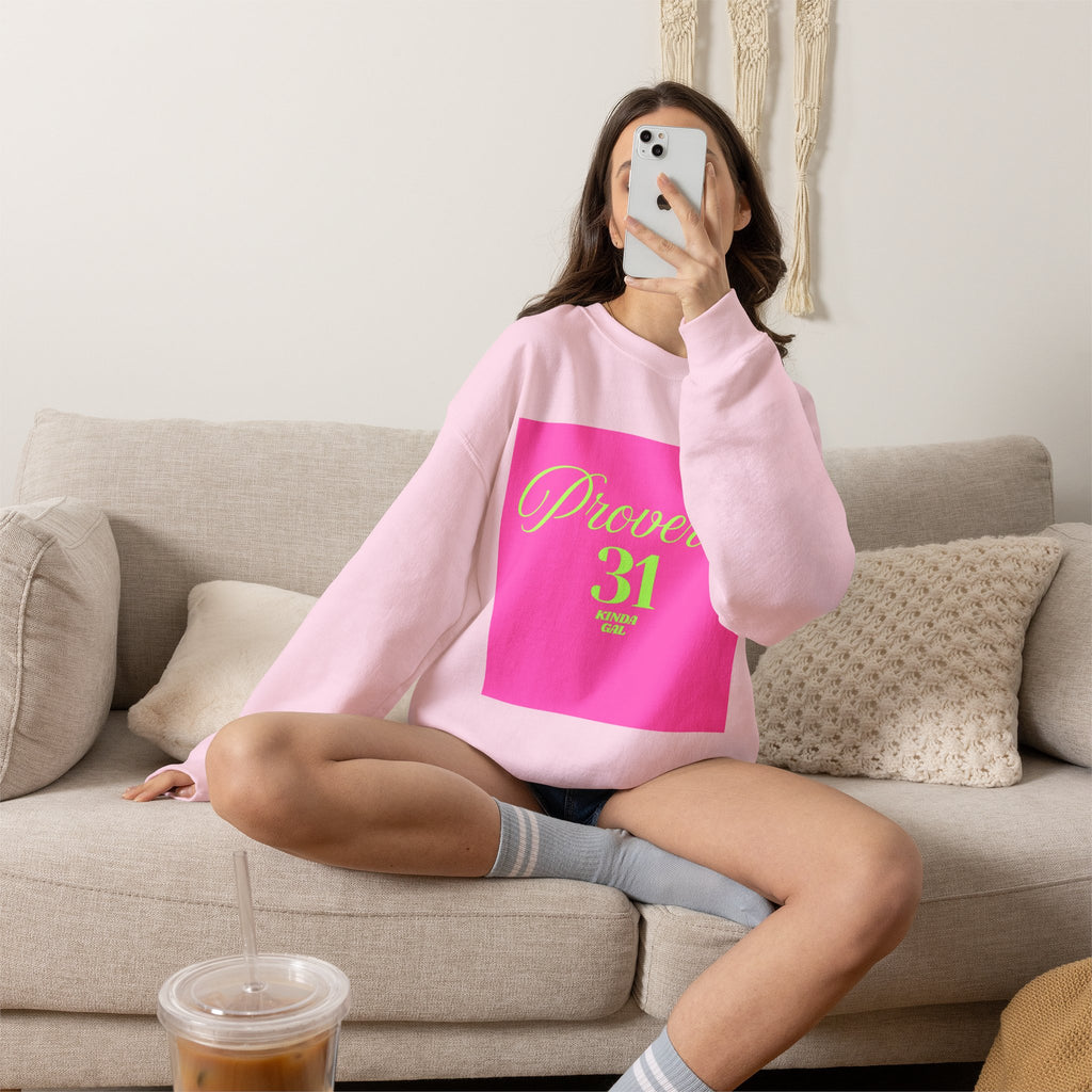 Proverbs 31 Pink Unisex Heavy Blend™ Crewneck Sweatshirt
