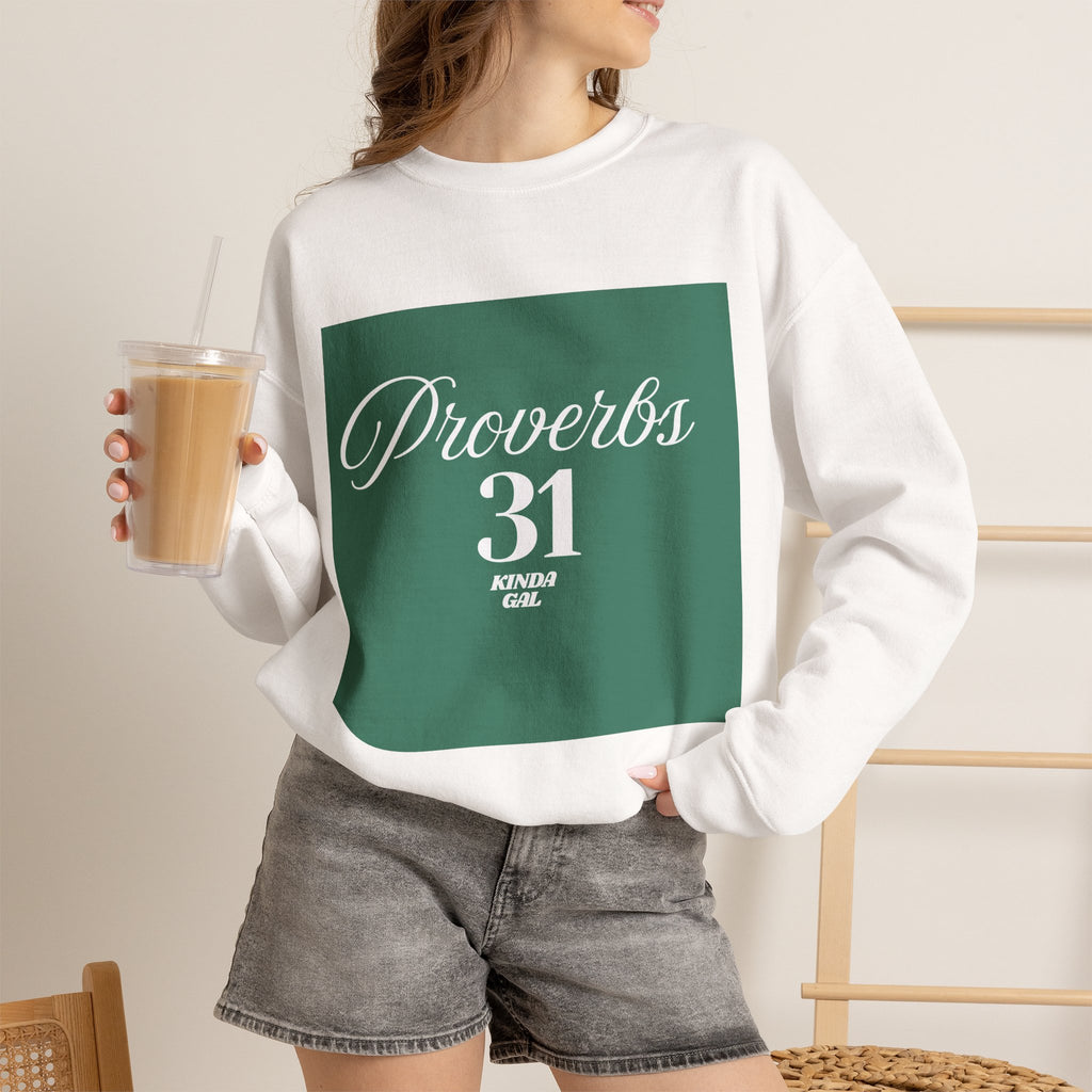 Proverbs 31 Green Unisex Heavy Blend™ Crewneck Sweatshirt