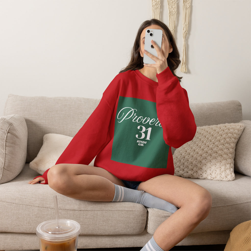 Proverbs 31 Green Unisex Heavy Blend™ Crewneck Sweatshirt