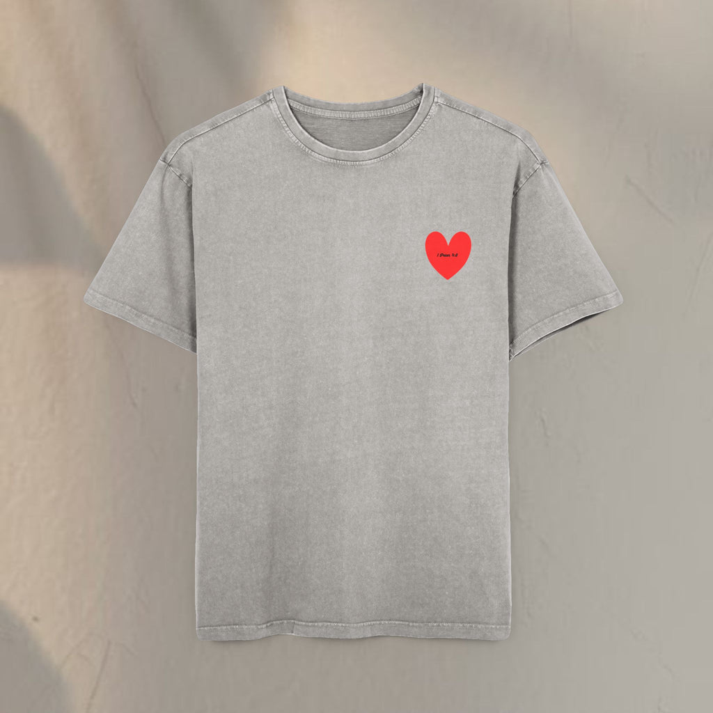 Love covers all Men's Acid Washed Heavy Oversize Tee
