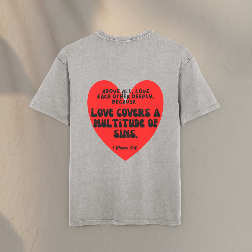 Love covers all Men's Acid Washed Heavy Oversize Tee