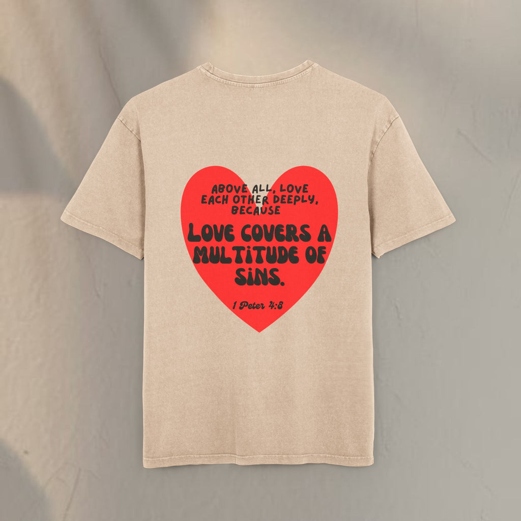 Love covers all Men's Acid Washed Heavy Oversize Tee